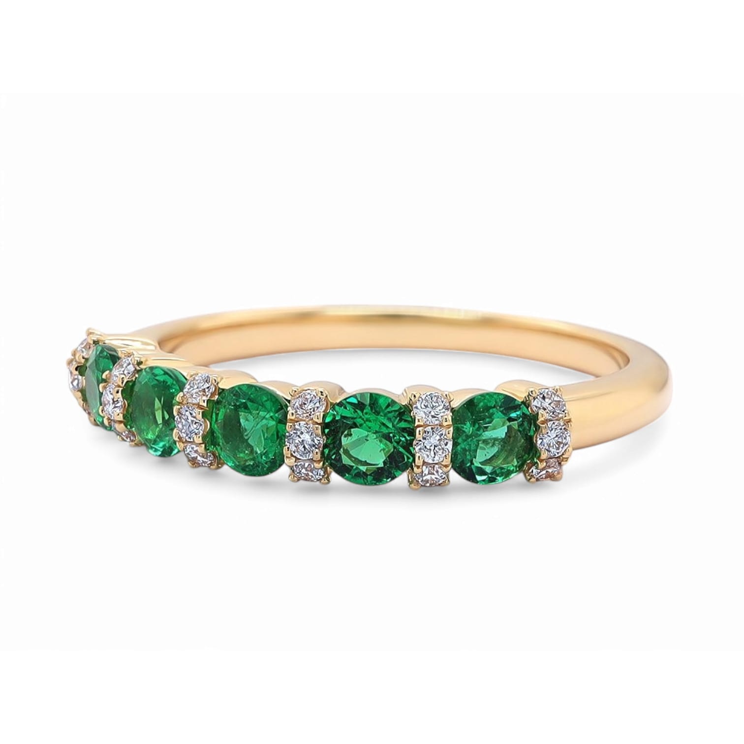 Brilliance Bloom Emerald and DIamond Band